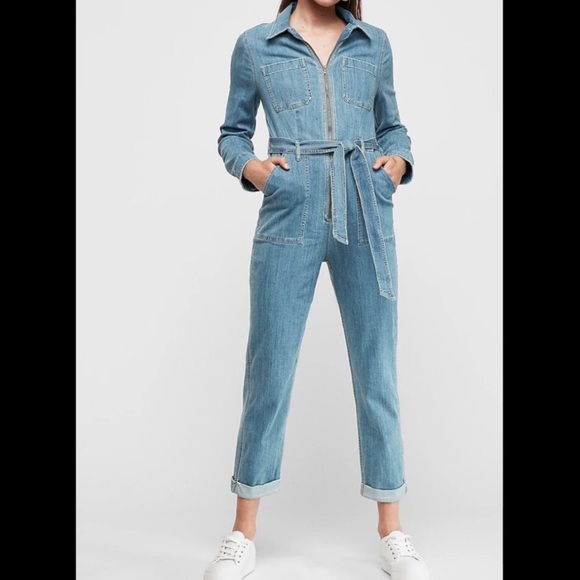 Express Pants - Express Boiler Denim Utility Jumpsuit